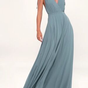 Lulu's Dusty Blue Maxi Dress